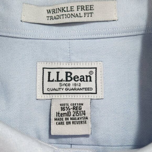 L.L. Bean Blue Short Sleeve Oxford Shirt - Picture 4 of 7